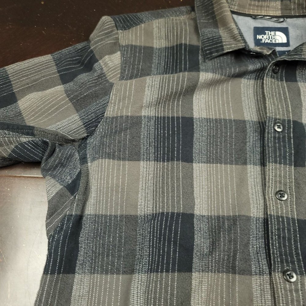 The North Face Mens L Shirt Gray Plaid Stayside Chamois Button Front - Picture 4 of 13
